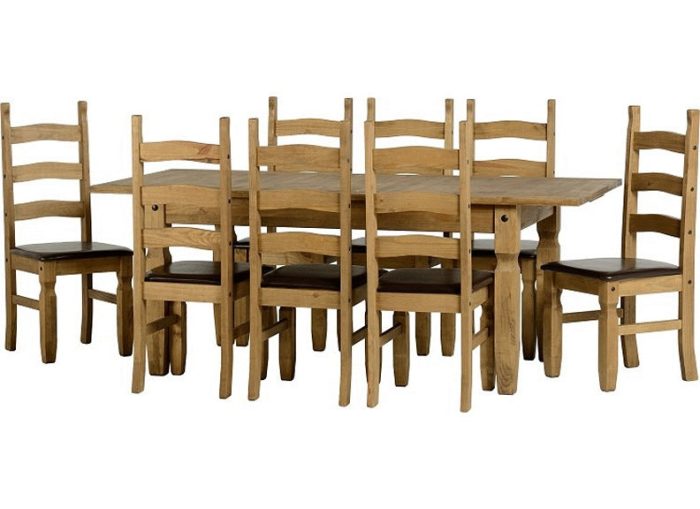 Corona Pine 1.6 m Ext. Dining Table & 8 Corona Dining Chairs