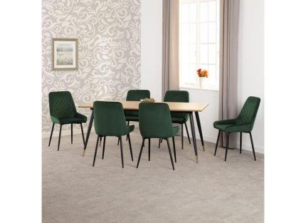 Hamilton 1.8 Dining set W/Six Avery Velvet Chairs
