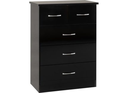Nevada Black Gloss 3+2 Drawer Chest