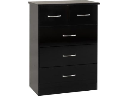 Nevada Black Gloss 3+2 Drawer Chest