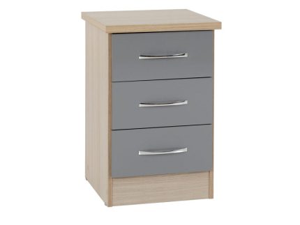 Nevada Grey Three Drawer Bedside