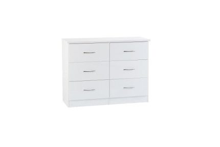 Nevada White Six Drawer Chest