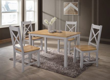 Rochester 4' set, Grey & Oak table x 4 chairs