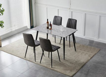 Roma 4' Stone Table & 4 Napoli Chairs