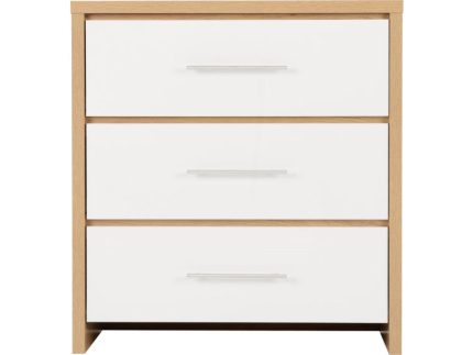Seville White Three Drawer Chest