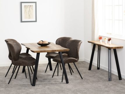 Quebec Oak Effect Wave Edge Dining Sets