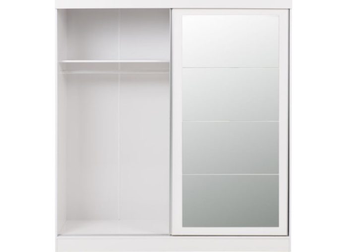 Nevada White Gloss Two Sliding Door Mirrored Wardrobe - Aspire Home ...