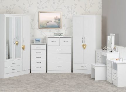 Nevada White Five Drawer Chest