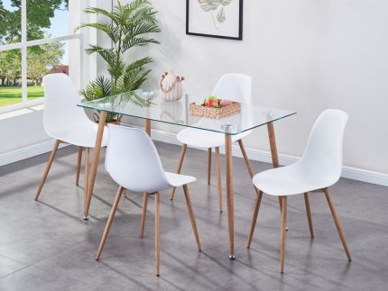 Milana Dining Set White (4 Chairs)