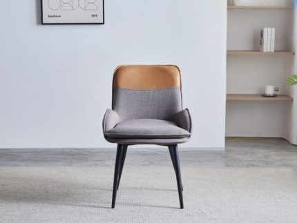 Redmond Dining Chair- Light Grey & Tan (Pair)