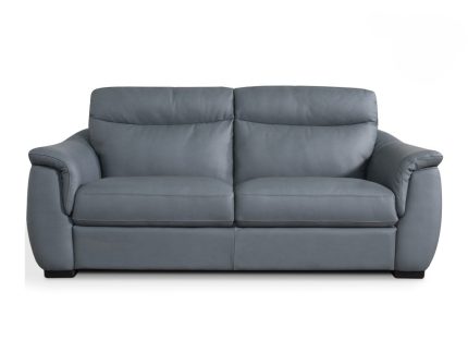 Soffio 3 Seater Fixed Leather Sofa - Cobalto