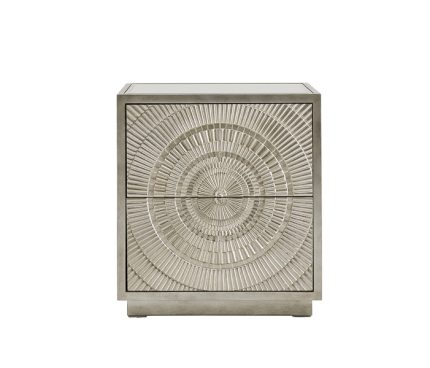 Frenso 2 Drawer Side Table-Silver