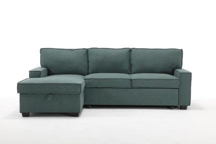 Havar Corner Sofa with Pull Out Sofa Bed & Storage - Teal (Left)