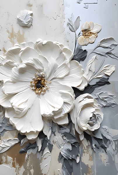 Cream 3D Floral Wall Art 1 80x120cm