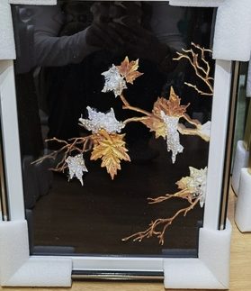 Framed Crystal Autumn Leaf Wall Art 2 30x40cm (Set of 4)