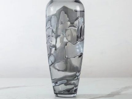 Tall Grey Drip Glass Vase (Set of 2)