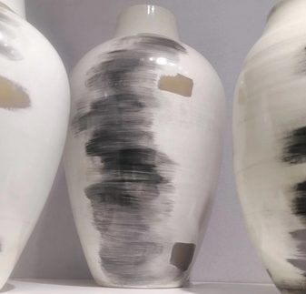 Ceramic Black and White Blur Vase