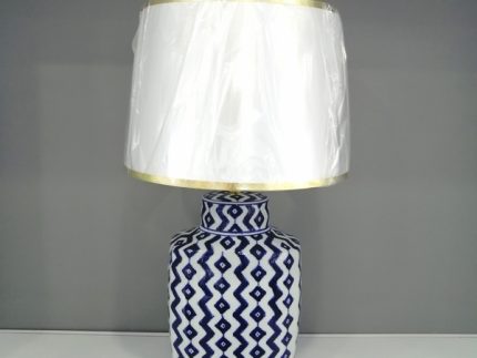 Blue and White Ikat Ceramic Table Lamp