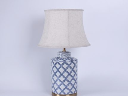 Blue and White Motif Ceramic Table Lamp