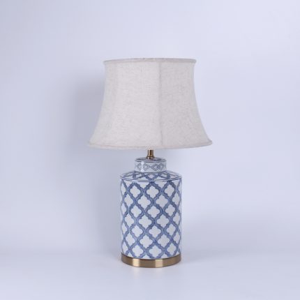 Blue and White Motif Ceramic Table Lamp