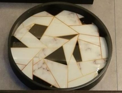 Black and Gold Marble Round Trays (Set of 2)