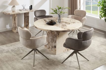 Artemis Round Dining Table 1300 - Mottled Mocha