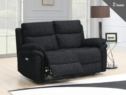 Harrow 2 Seater Electric Black Fabric