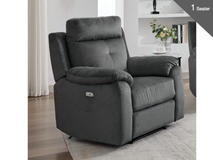 Palermo Chair Fabric Electric Recliner Anthracite