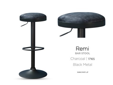 Remi Bar Stool Charcoal KD (Sold in two's)