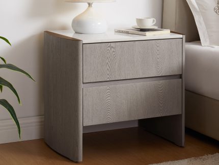 Mondello Bedside Table 2 Drawer - Washed Oak