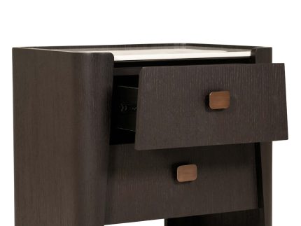 Rhodes Bedside Table 2 Drawer -Ebony