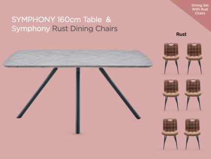 Symphony 160cm Dining Set (with Rust Chairs)