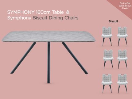 Symphony 160cm Dining Set (with Biscuit Chairs)
