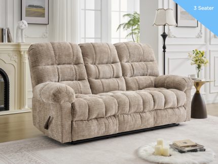 Cloud 3 Seater Manual Recliner - Beige