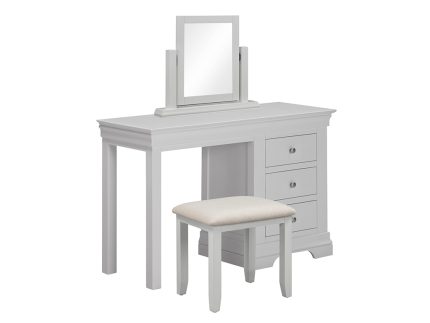 Bordeaux 3 Drawer Dressing Table Set - Pebble Grey/Oat Fabric