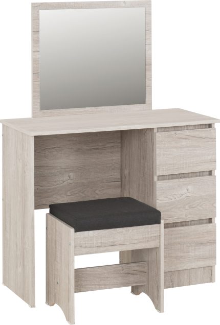 Malvern 3 Drawer Dressing Table Set - Urban Snow/Steel Fabric