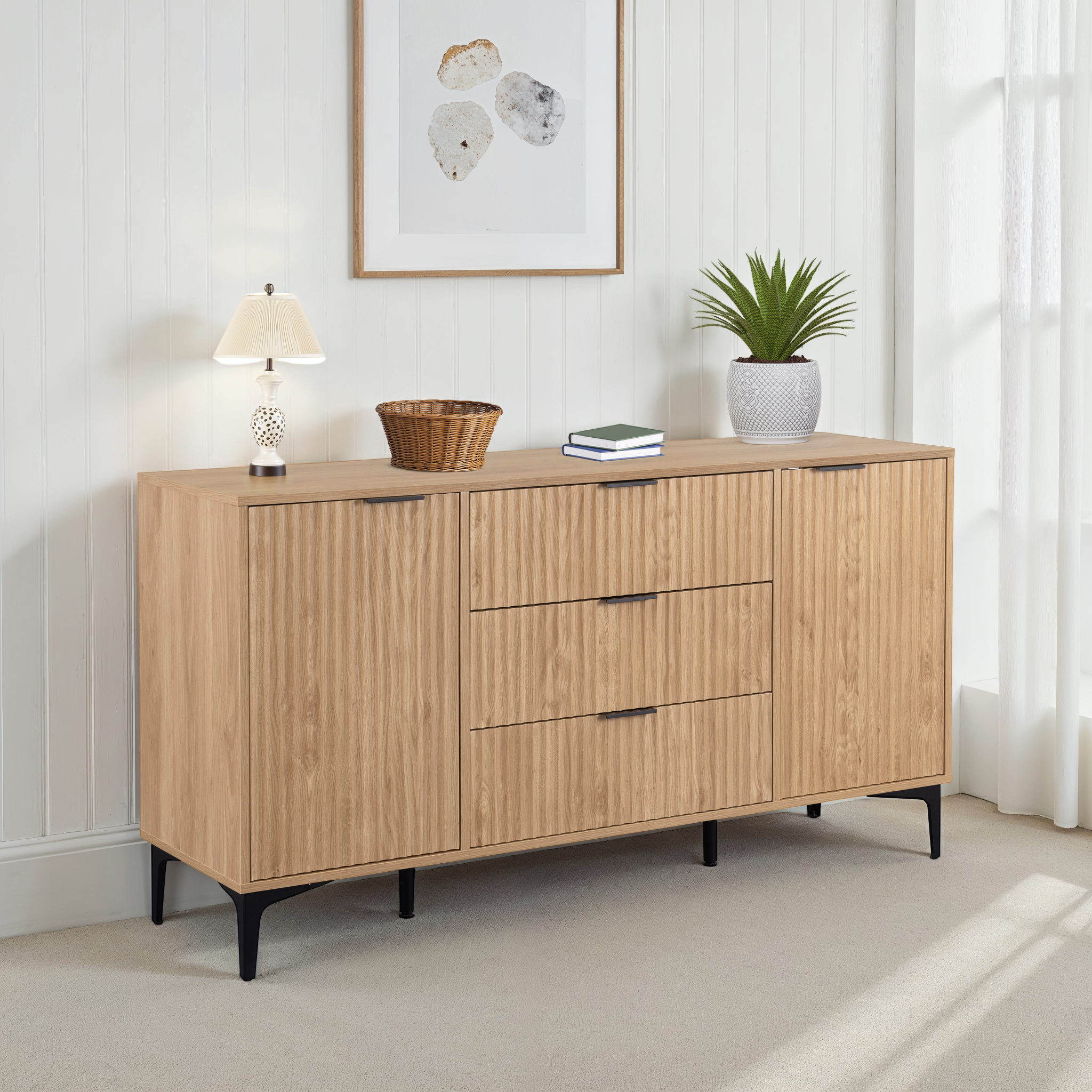 MIAMI-2-DOOR-3-DRAWER-SIDEBOARD-OAK-EFFECTBLACK-2025-400-405-058-PR