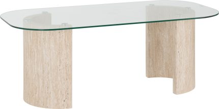 Modena Coffee Table - Clear Glass/Cream Marble Effect