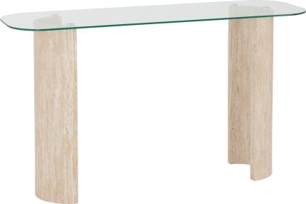 Modena Console Table - Clear Glass/Cream Marble Effect