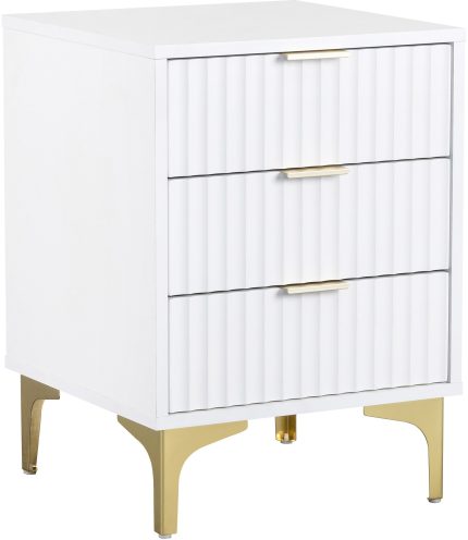 Miami 3 Drawer Bedside - White/Gold
